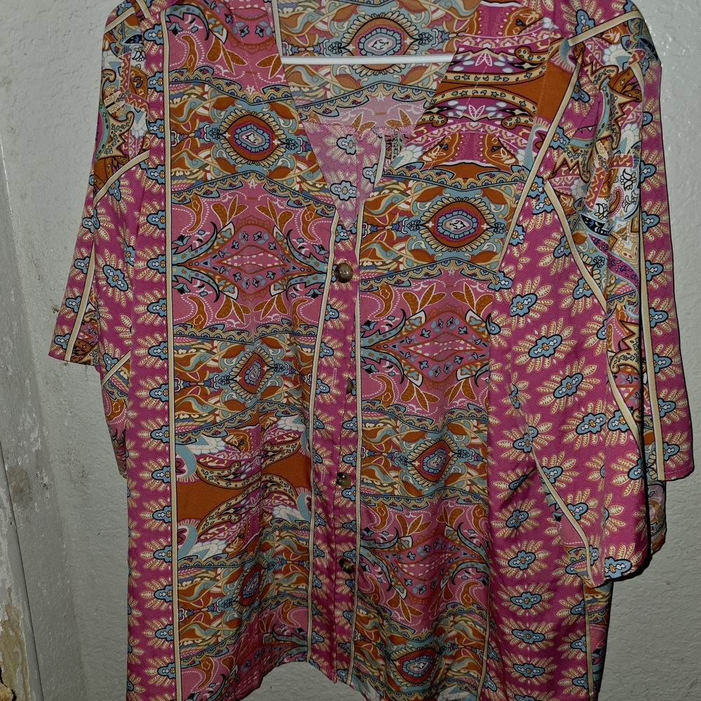 Vibrant Pink Patterned Women's Top